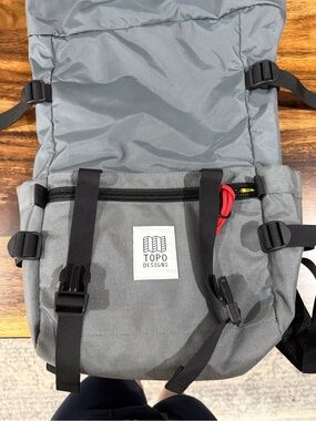 Topo Designs Gray Roll-Top Commuter Backpack with Black Straps